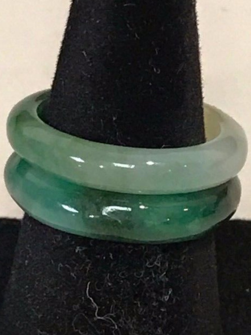 Two Vintage Green Jade/Jadeite Band Ring - Size 6 1/2